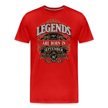 1967 September Geboren Geburtstag Geburtsjahr - Männer Premium Bio T-Shirt - Rot - Vorne - Damien (186cm)