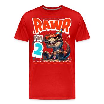2ème anniversaire Rawr T Rex Dinosaure - T-shirt bio Premium Homme - rouge - Devant - Damien (186cm)