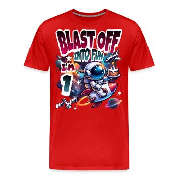 Astronaut 1st Birthday Space - Men's Premium Organic T-Shirt - red - Front - Damien (186cm)