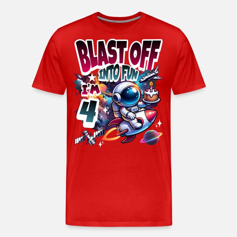 Astronaute 4e anniversaire Espace - T-shirt bio Premium Homme - rouge