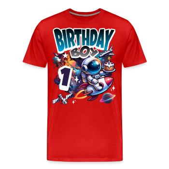 Astronaut 1st Birthday Space - Men's Premium Organic T-Shirt - red - Front - Damien (186cm)