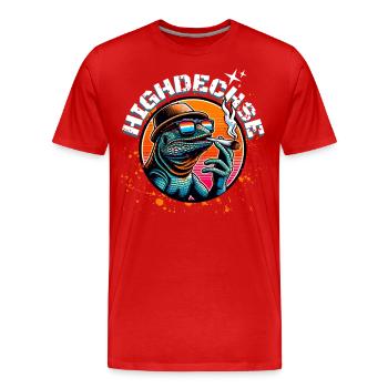 Kiffer Marihuanna Weed Highdechse Eidechse Kiffen - Männer Premium Bio T-Shirt - Rot - Vorne - Damien (186cm)