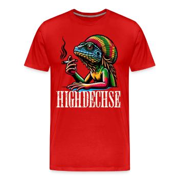 Weed Kiffen Highdechse - Männer Premium Bio T-Shirt - Rot - Vorne - Damien (186cm)