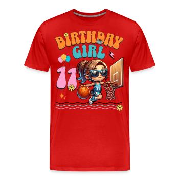 Basketball 11th Birthday Girl Basketballer - Men's Premium Organic T-Shirt - red - Front - Damien (186cm)