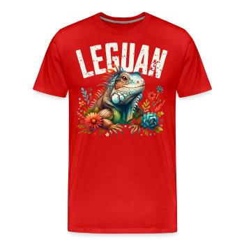 Leguan - Männer Premium Bio T-Shirt - Rot - Vorne - Damien (186cm)