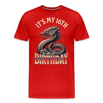 Dragon 16e anniversaire Dragon - T-shirt bio Premium Homme - rouge - Devant - Damien (186cm)
