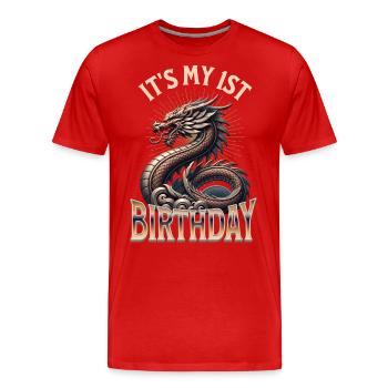Dragon 1st Birthday Dragon - Men's Premium Organic T-Shirt - red - Front - Damien (186cm)