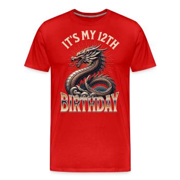 Dragon 12e anniversaire Dragon - T-shirt bio Premium Homme - rouge - Devant - Damien (186cm)