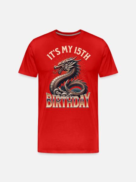 Dragon 15th Birthday Dragon - Men's Premium Organic T-Shirt - red