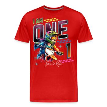 Motocross Girl 1st Birthday - Men's Premium Organic T-Shirt - red - Front - Damien (186cm)