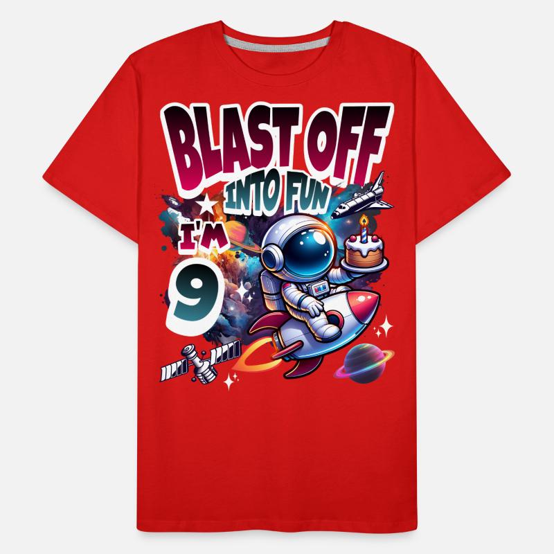 Astronaut 9th Birthday Space Men's Premium Organic T-Shirt
