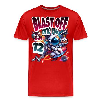 Espace du 12e anniversaire de l'astronaute - T-shirt bio Premium Homme - rouge - Devant - Damien (186cm)