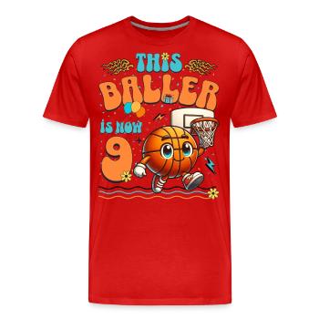 Fête d'anniversaire des enfants du 9ème anniversaire du basket-ball - T-shirt bio Premium Homme - rouge - Devant - Damien (186cm)