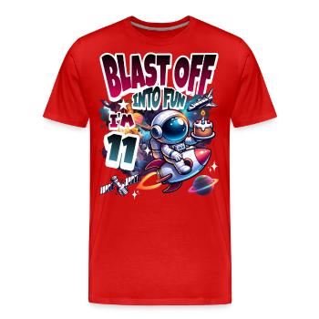 Astronaut 11th Birthday Space - Men's Premium Organic T-Shirt - red - Front - Damien (186cm)