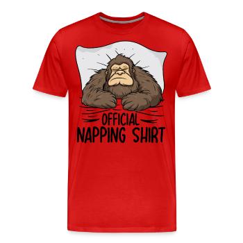 Chemise de sieste officielle Bigfoot - T-shirt bio Premium Homme - rouge - Devant - Damien (186cm)