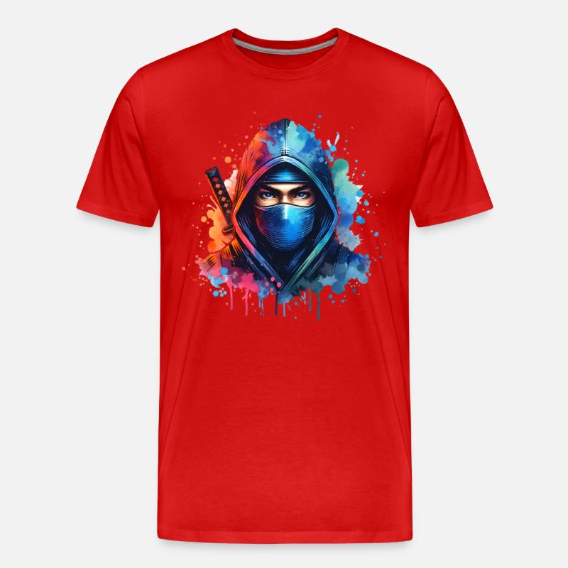 Ninja - Männer Premium Bio T-Shirt - Rot