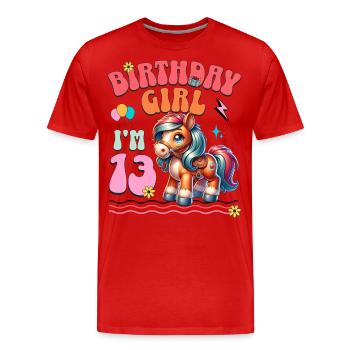 13e anniversaire fille équitation - T-shirt bio Premium Homme - rouge - Devant - Damien (186cm)