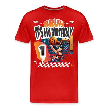 Basketball 1st Birthday - Men's Premium Organic T-Shirt - red - Front - Damien (186cm)