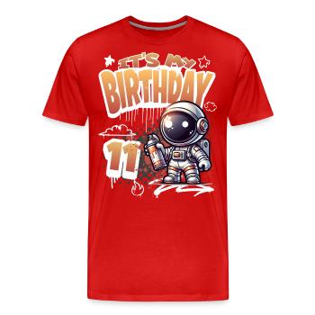 Graffiti Astronaut 11th Birthday - Men's Premium Organic T-Shirt - red - Front - Damien (186cm)