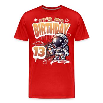 Graffiti astronaute 13e anniversaire - T-shirt bio Premium Homme - rouge - Devant - Damien (186cm)