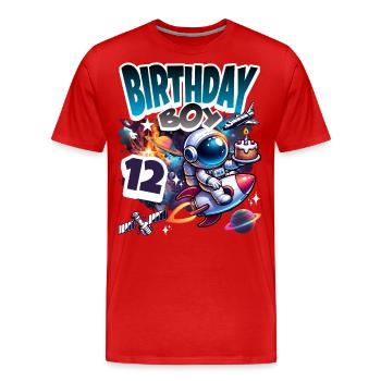 Astronaute 12e anniversaire Espace - T-shirt bio Premium Homme - rouge - Devant - Damien (186cm)