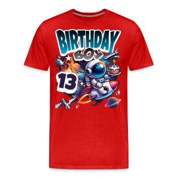 13e anniversaire de l’astronaute Espace - T-shirt bio Premium Homme - rouge - Devant - Damien (186cm)