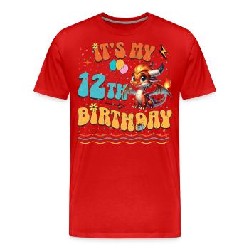 Dragon 12e anniversaire Dragon - T-shirt bio Premium Homme - rouge - Devant - Damien (186cm)