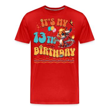 Drache 13. Geburtstag Drachen - Männer Premium Bio T-Shirt - Rot - Vorne - Damien (186cm)