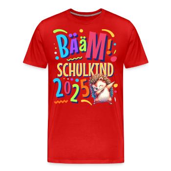 Bääm Écolier 2025 Dabbing Hérisson - T-shirt bio Premium Homme - rouge - Devant - Damien (186cm)
