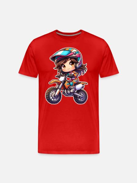 Motocross Mädchen - Männer Premium Bio T-Shirt - Rot