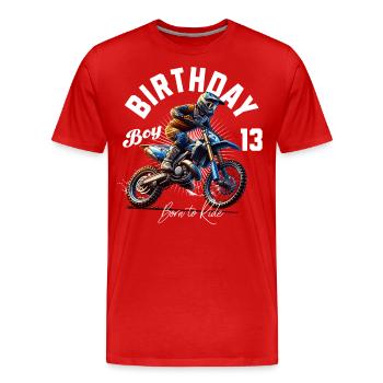 13e anniversaire de motocross - T-shirt bio Premium Homme - rouge - Devant - Damien (186cm)