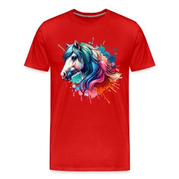 Cheval - T-shirt bio Premium Homme - rouge - Devant - Damien (186cm)