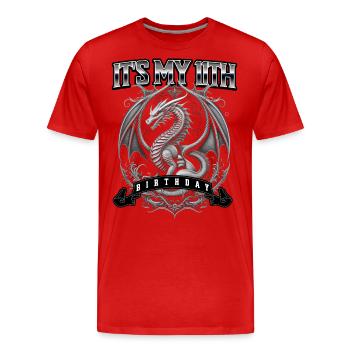 Dragon 11th Birthday Dragon - Men's Premium Organic T-Shirt - red - Front - Damien (186cm)