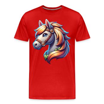 Cheval - T-shirt bio Premium Homme - rouge - Devant - Damien (186cm)