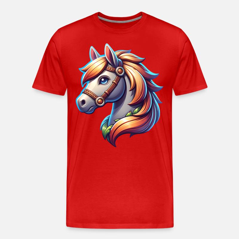 Pferd - Männer Premium Bio T-Shirt - Rot