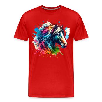 Cheval - T-shirt bio Premium Homme - rouge - Devant - Damien (186cm)