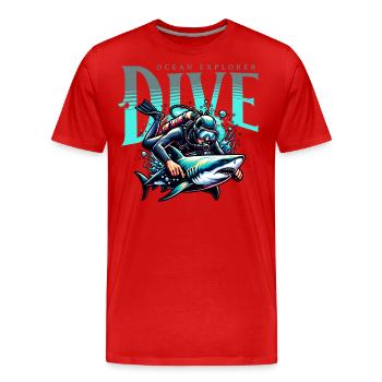 Tauchen Taucher - Männer Premium Bio T-Shirt - Rot - Vorne - Damien (186cm)