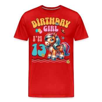 13e anniversaire fille équitation - T-shirt bio Premium Homme - rouge - Devant - Damien (186cm)