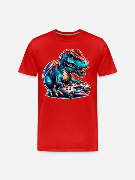 Gaming Dinosaur T Rex - Men's Premium Organic T-Shirt - red