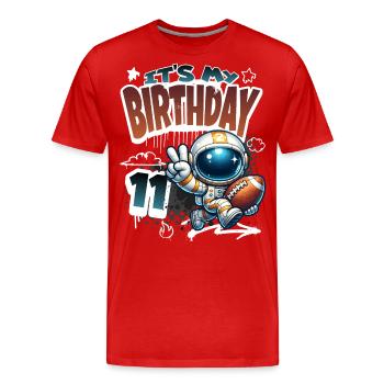 Astronaut 11th Birthday Football - Men's Premium Organic T-Shirt - red - Front - Damien (186cm)