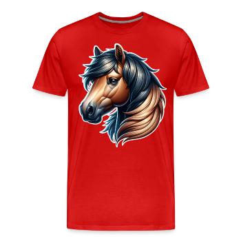 Cheval - T-shirt bio Premium Homme - rouge - Devant - Damien (186cm)