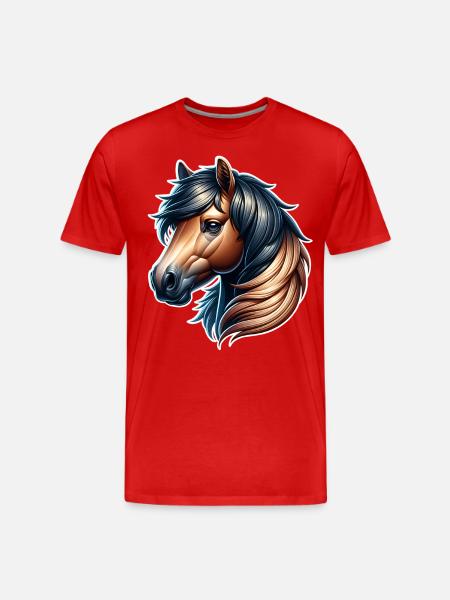 Pferd - Männer Premium Bio T-Shirt - Rot
