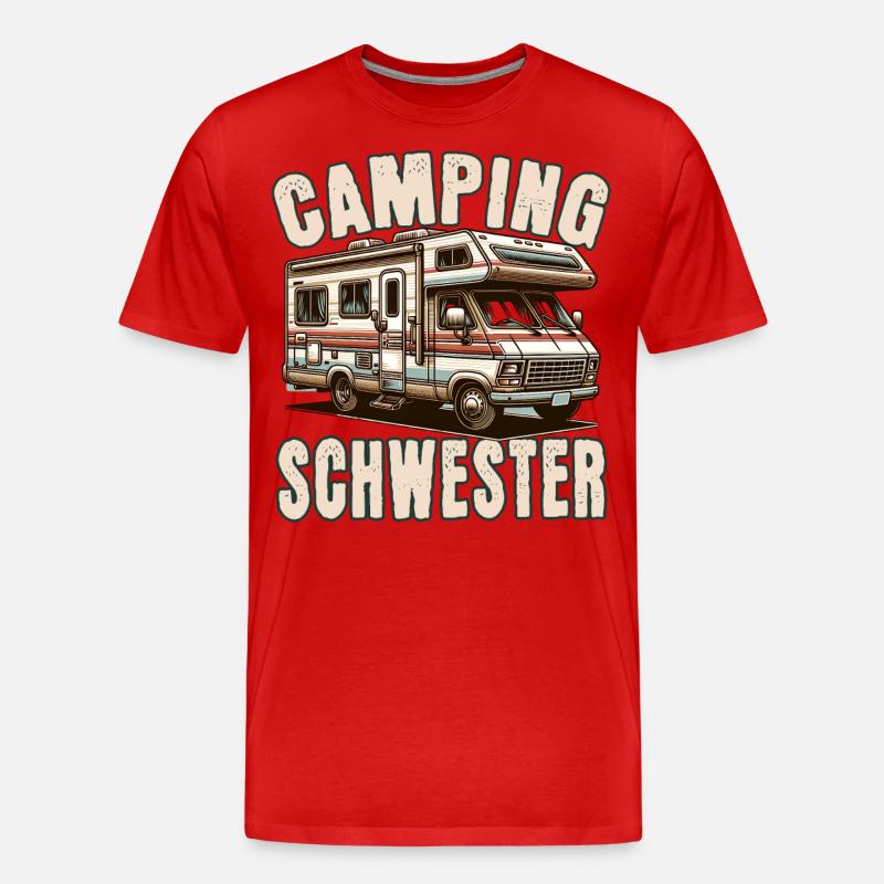 Camping Schwester - Männer Premium Bio T-Shirt - Rot