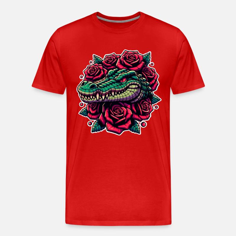 Krokodil - Männer Premium Bio T-Shirt - Rot