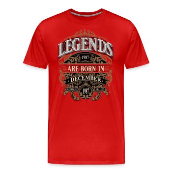 1987 Dezember Geboren Geburtstag Geburtsjahr - Männer Premium Bio T-Shirt - Rot - Vorne - Damien (186cm)