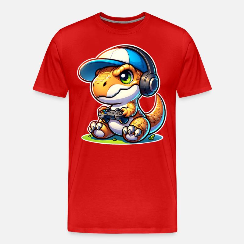 Gaming Dinosaurier T Rex - Männer Premium Bio T-Shirt - Rot