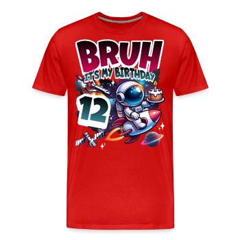 Astronaute 12e anniversaire Espace - T-shirt bio Premium Homme - rouge - Devant - Damien (186cm)