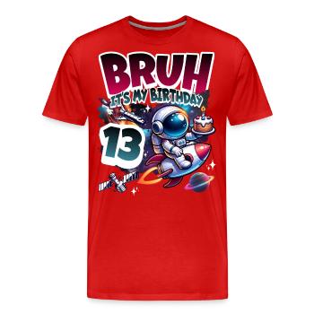 13e anniversaire de l’astronaute Espace - T-shirt bio Premium Homme - rouge - Devant - Damien (186cm)