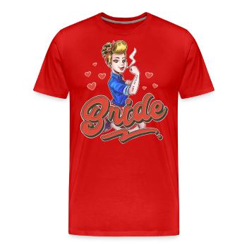 Bride - Men's Premium Organic T-Shirt - red - Front - Damien (186cm)