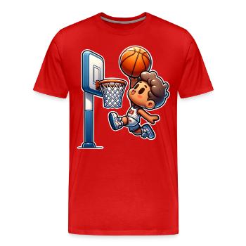 Dunking de basket-ball - T-shirt bio Premium Homme - rouge - Devant - Damien (186cm)